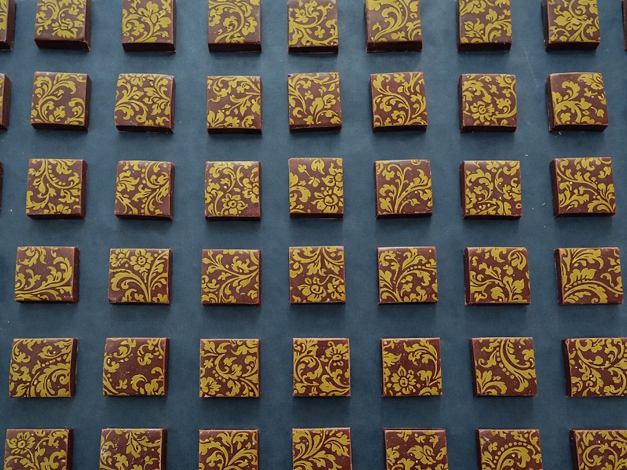 Caramels sérigraphiés à motif doré